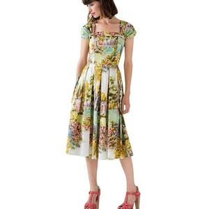 Anthropologie Lazybones‎ Arcadia Print Laura Dress Boho Mod Cloth Midi Size XL